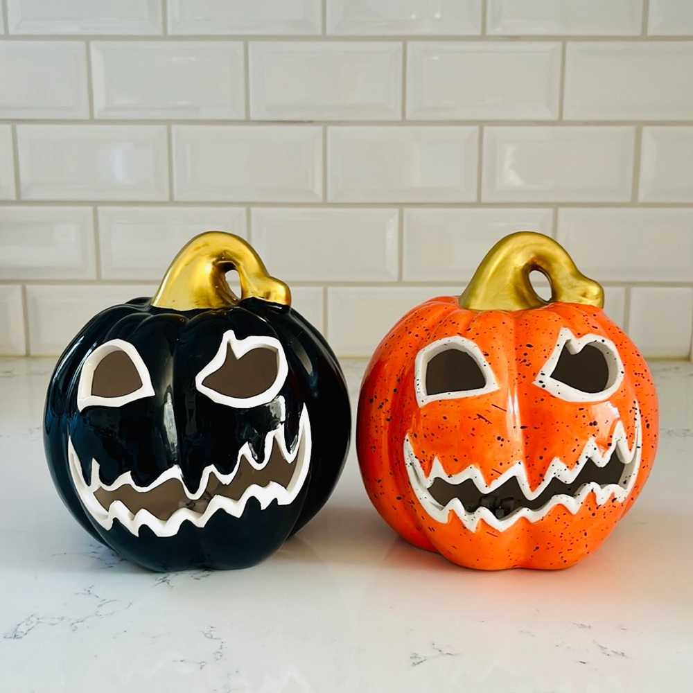 Rite Aid Black Ceramic Light Up Jack O Lantern Pumpkin 🎃 - Picture 10 of 11